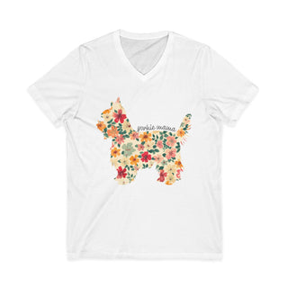 Yorkie Mama Floral V‑Neck T-Shirt