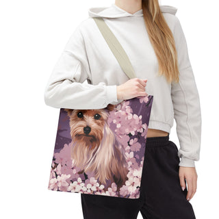 Yorkshire Terrier Violet Floral Tote Bag
